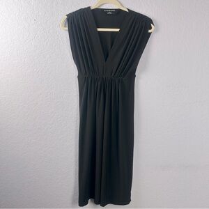 Norma Kamali Cinched Ruched Dress Black V-neck Sleeveless